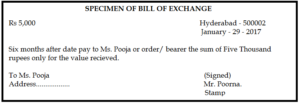 specimen of bill of exchange
