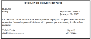 specimen of promissory note